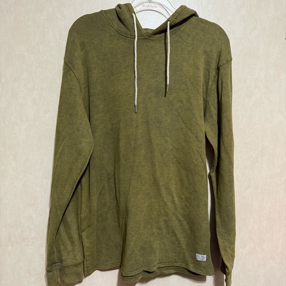 Navy Yard Green Thermal Hooded Long Sleeve Shirt - Picture 1 of 5